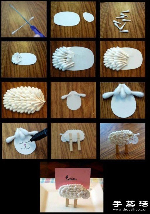 棉簽+硬紙片 可愛小綿羊簡單手工小制作 -  rpnrmr.com