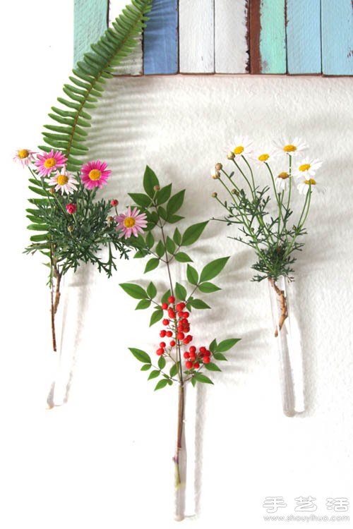 葉片+試管 DIY自然美麗的墻壁裝飾 -  rpnrmr.com