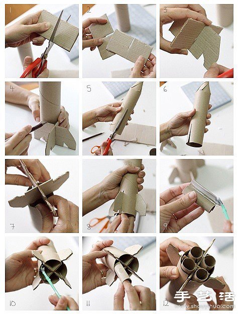 瓦楞紙+衛(wèi)生紙卷筒 手工制作航天飛機模型 -  rpnrmr.com