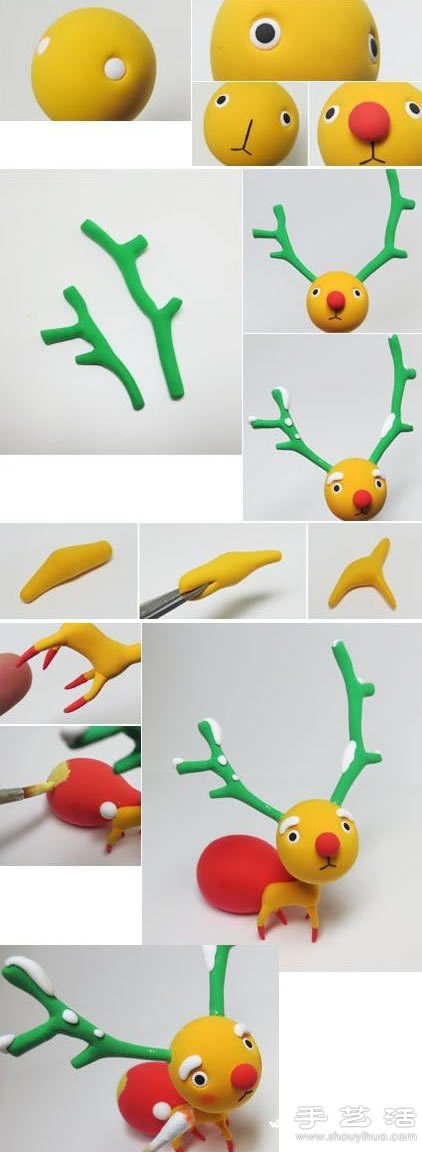 小鹿玩偶軟陶粘土手工制作圖解教程 -  rpnrmr.com