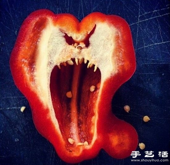 青椒與紅椒創(chuàng)意DIY恐怖表情 -  rpnrmr.com