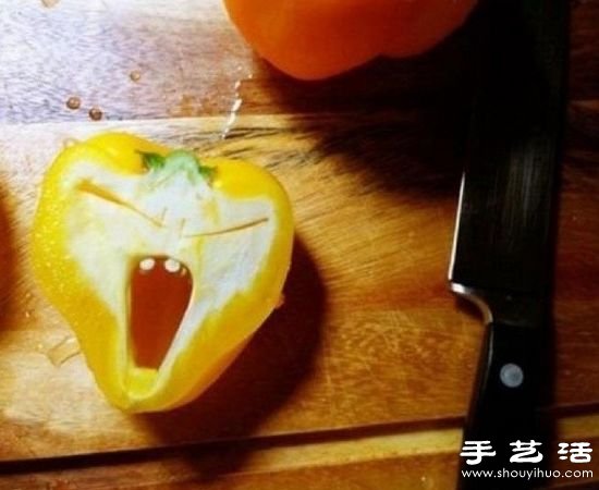 青椒與紅椒創(chuàng)意DIY恐怖表情 -  rpnrmr.com