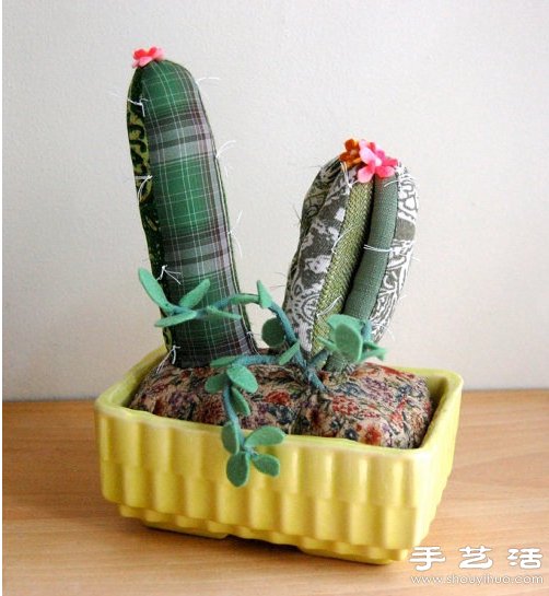 布藝手工制作的多肉植物盆栽裝飾品 -  rpnrmr.com