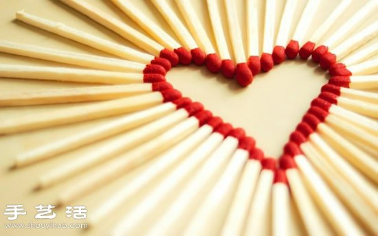 火柴棍創(chuàng)意DIY浪漫紅心圖案 -  rpnrmr.com