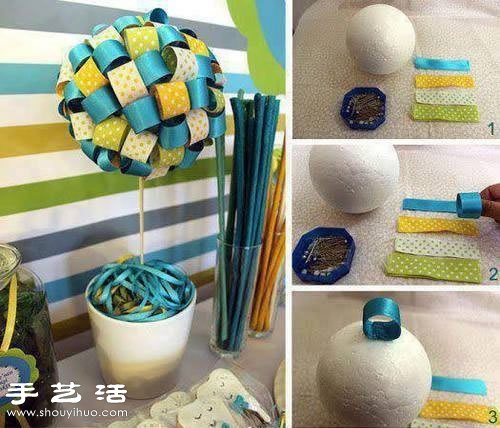 漂亮花球盆栽裝飾品手工制作圖解教程 -  rpnrmr.com