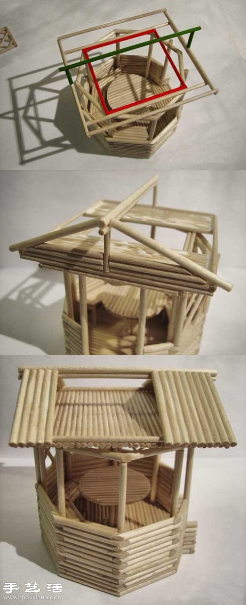細(xì)木棍/一次性筷子手工制作涼亭模型的方法 -  rpnrmr.com