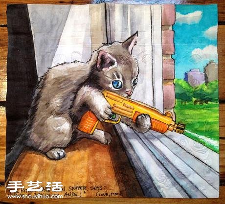 有愛媽媽為孩子們創(chuàng)作的餐巾紙畫 -  rpnrmr.com