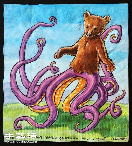 有愛媽媽為孩子們創(chuàng)作的餐巾紙畫 -  rpnrmr.com