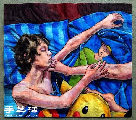 有愛媽媽為孩子們創(chuàng)作的餐巾紙畫 -  rpnrmr.com