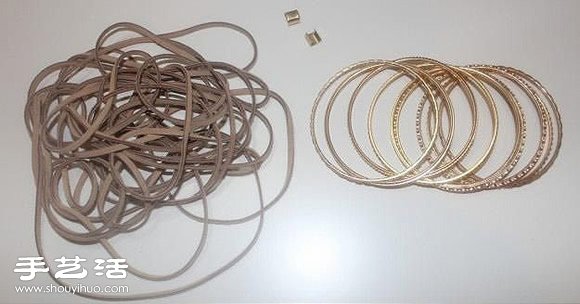 多個手鐲用皮革繩子編織寬版手鐲圖解教程 -  rpnrmr.com