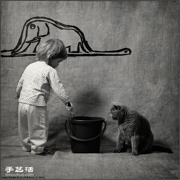 黑白兒童攝影：當(dāng)小女孩遇上貓 -  rpnrmr.com
