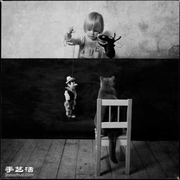 黑白兒童攝影：當(dāng)小女孩遇上貓 -  rpnrmr.com