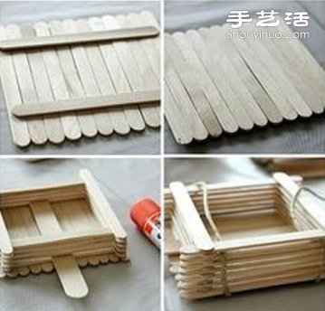 簡(jiǎn)單小手工：冰棒棍制作花盆/收納筐/吊籃 -  rpnrmr.com