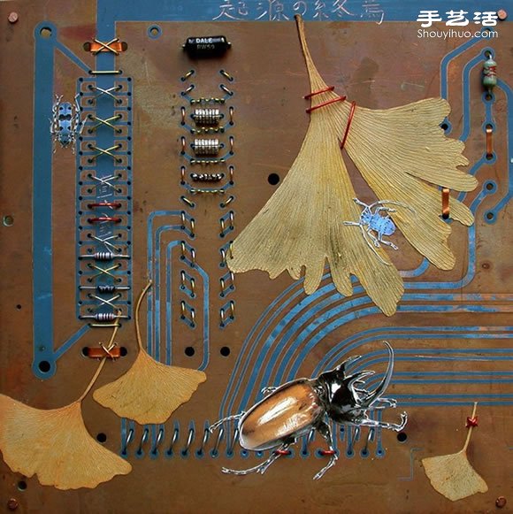 掉落葉子與電子垃圾DIY制作環(huán)保藝術(shù)作品 -  rpnrmr.com