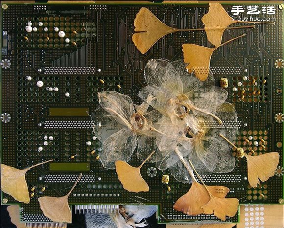 掉落葉子與電子垃圾DIY制作環(huán)保藝術(shù)作品 -  rpnrmr.com