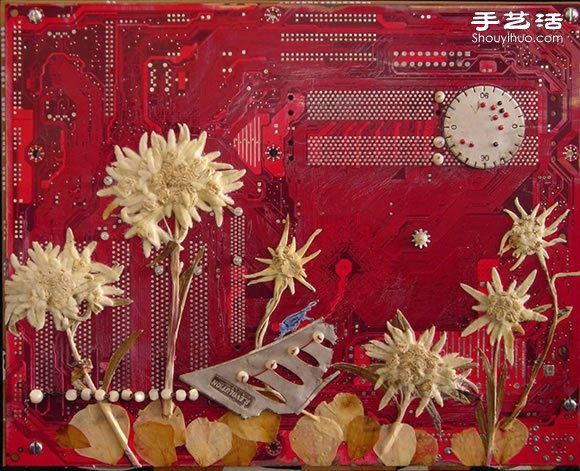掉落葉子與電子垃圾DIY制作環(huán)保藝術(shù)作品 -  rpnrmr.com