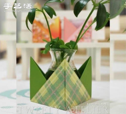 彩紙折紙手工制作迷你盆栽裝飾收納盒 -  rpnrmr.com