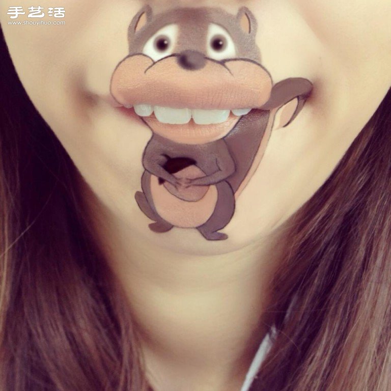 玩唇彩妝師以臉為畫布的趣味繪畫作品 -  rpnrmr.com