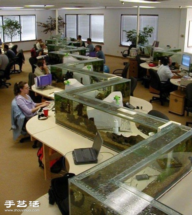 老板我也要！用水族箱隔間的夢幻辦公室 -  rpnrmr.com