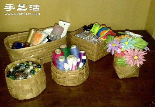 牛皮紙折紙手工制作圓形方形收納盒圖解 -  rpnrmr.com