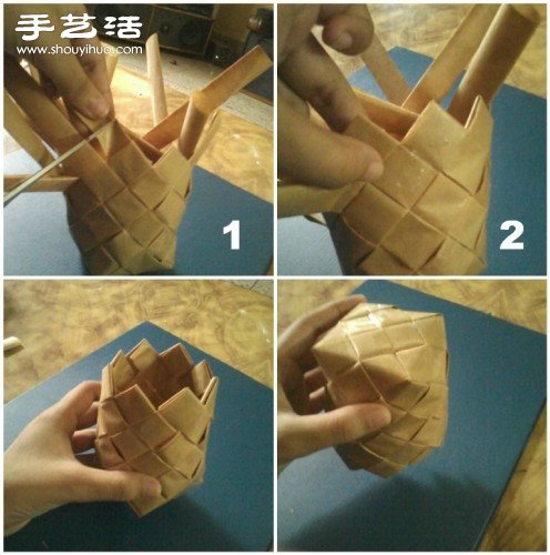 牛皮紙折紙手工制作圓形方形收納盒圖解 -  rpnrmr.com