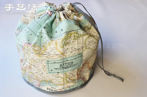 DIY手工制作帶世界地圖的帆布包束口包教程 -  rpnrmr.com