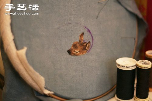 手工刺繡安睡沉睡的梅花鹿圖案圖解教程 -  rpnrmr.com