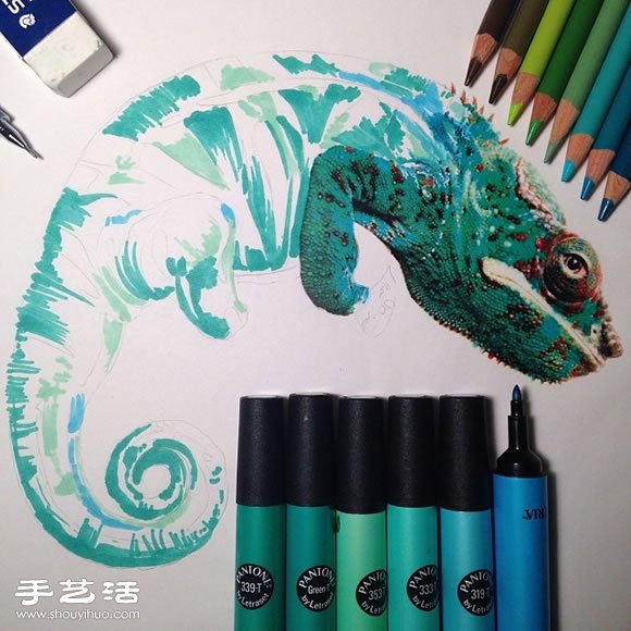 普通畫筆手繪出栩栩如生的動物畫作 -  rpnrmr.com
