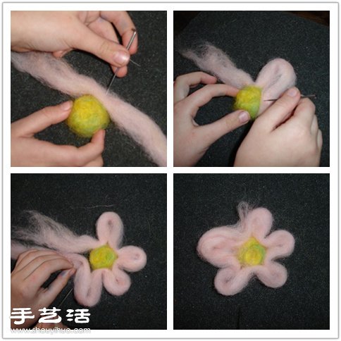 羊毛氈手工DIY制作耳機裝飾花圖解教程 -  rpnrmr.com