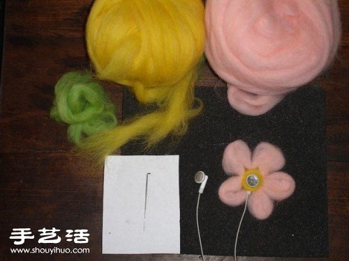 羊毛氈手工DIY制作耳機裝飾花圖解教程 -  rpnrmr.com
