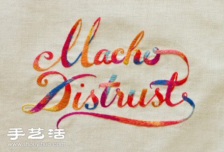 手工刺繡DIY漸變顏色英文藝術(shù)字體 -  rpnrmr.com