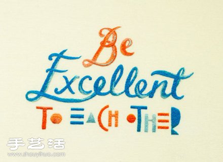 手工刺繡DIY漸變顏色英文藝術(shù)字體 -  rpnrmr.com