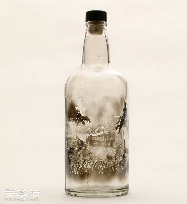 玻璃瓶內(nèi)壁上畫出逼真的煙熏畫 -  rpnrmr.com