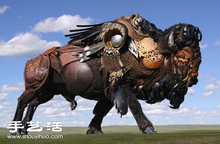 廢棄鐵塊鐵皮手工制作而成的動物雕塑 -  rpnrmr.com