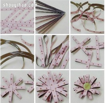 彩色紙條+紐扣 手工DIY制作漂亮手工花圖解 -  rpnrmr.com