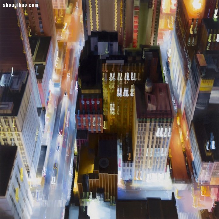 晃動光影迷幻交織 紐約城市夜景抽象畫 -  rpnrmr.com