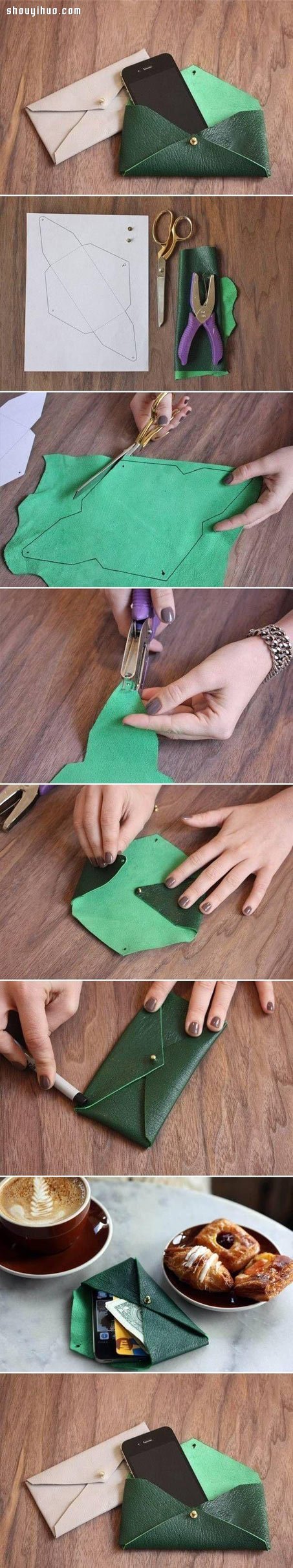 簡約時尚皮革手機(jī)包手工DIY制作圖解教程 -  rpnrmr.com