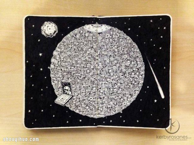 普通黑筆畫出天馬行空精美畫作 -  rpnrmr.com