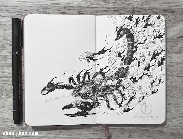 普通黑筆畫出天馬行空精美畫作 -  rpnrmr.com