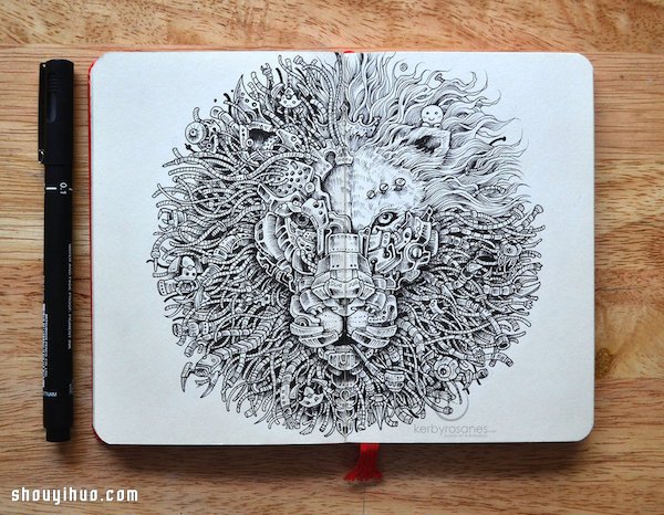 普通黑筆畫出天馬行空精美畫作 -  rpnrmr.com