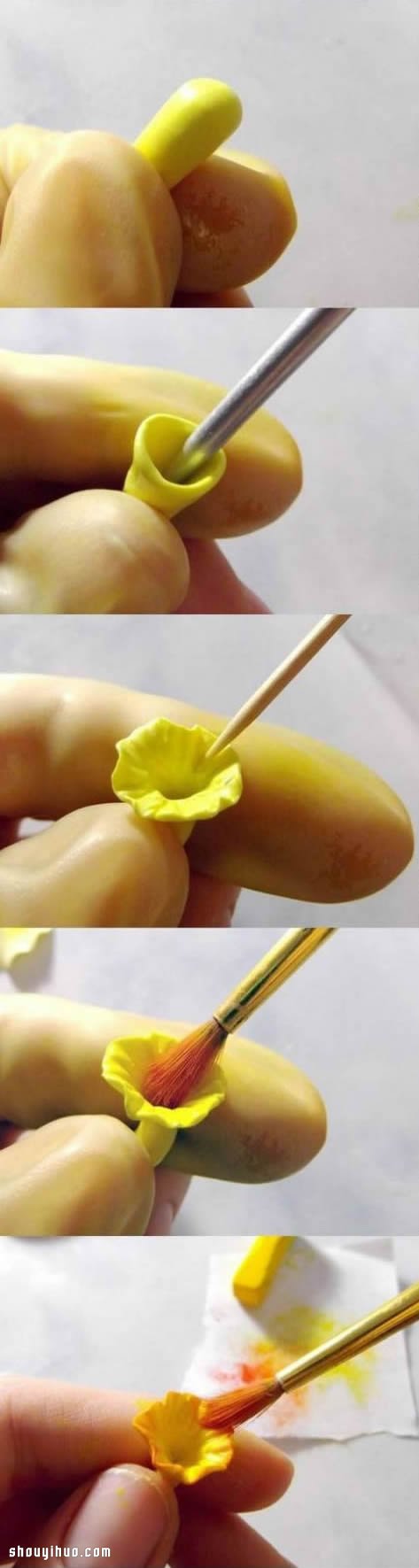 雅致黃花軟陶耳環(huán)耳飾DIY手工制作圖解教程 -  rpnrmr.com