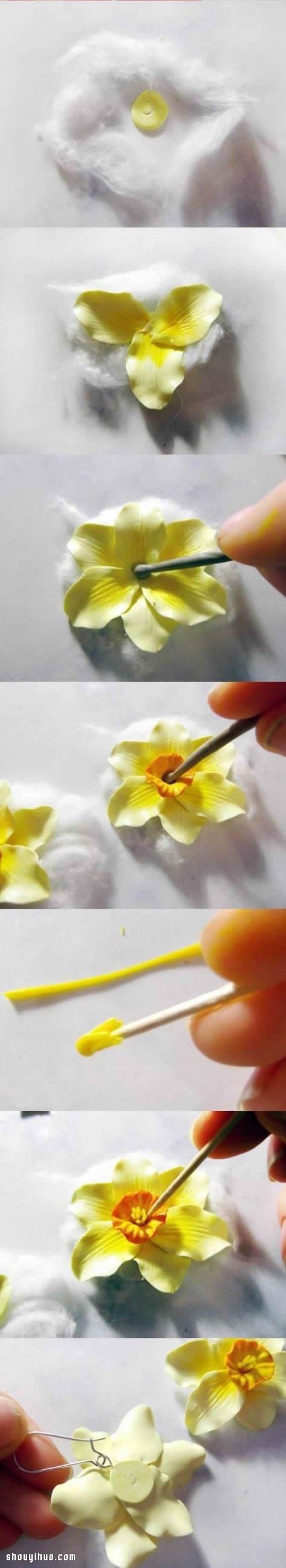 雅致黃花軟陶耳環(huán)耳飾DIY手工制作圖解教程 -  rpnrmr.com