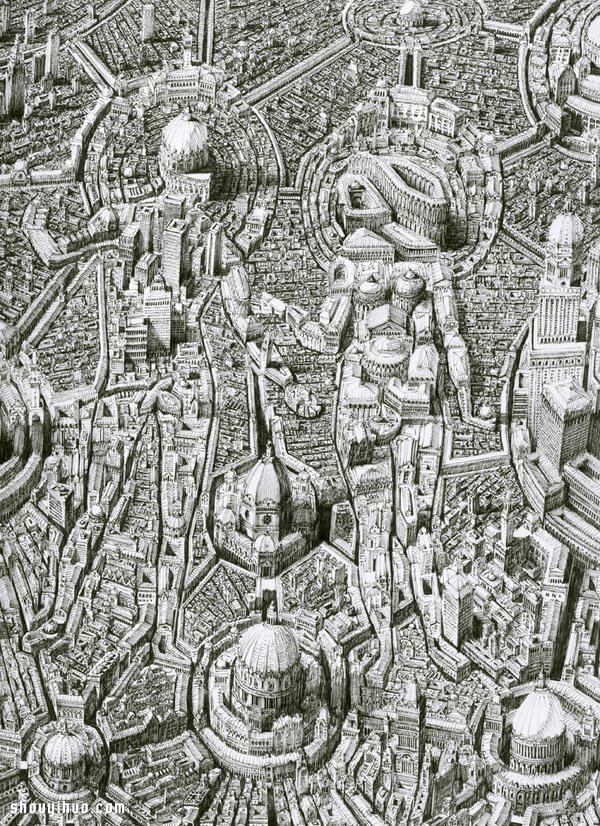 Ben Sack 用針管筆畫出外星都市般奇幻世界 -  rpnrmr.com