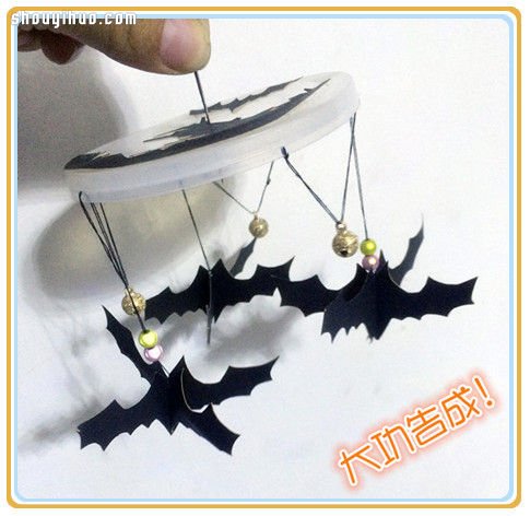 萬(wàn)圣節(jié)蝙蝠風(fēng)鈴?fù)婢逥IY手工制作圖解教程 -  rpnrmr.com
