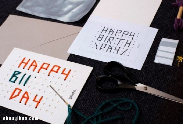 毛線+卡紙 DIY手工制作圣誕生日祝福賀卡 -  rpnrmr.com