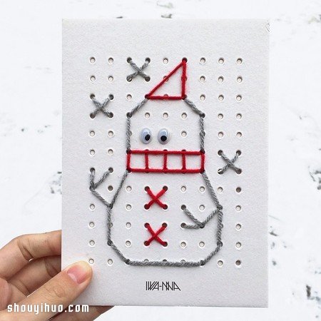 毛線+卡紙 DIY手工制作圣誕生日祝福賀卡 -  rpnrmr.com