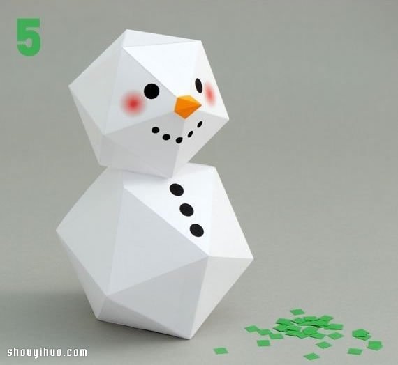 卡紙折紙手工制作立體多邊形雪人圖解教程 -  rpnrmr.com