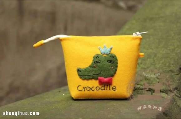 帶拉鏈卡通鱷魚圖案零錢包/手拿包手工制作 -  rpnrmr.com
