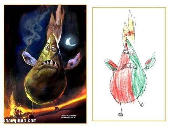 孩子們的涂鴉畫 DIY成充滿神秘感的詭異插畫 -  rpnrmr.com
