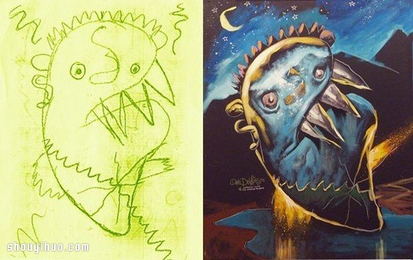 孩子們的涂鴉畫 DIY成充滿神秘感的詭異插畫 -  rpnrmr.com
